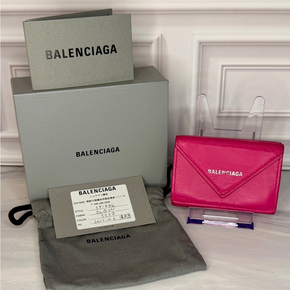 Balenciaga Pink Leather Compact Tri-Fold Wallet – Full Inclusion - Picture 10 of 11